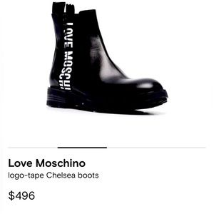 NWT. Moschino Chelsea Black Leather Ankle Boots ( Authentic)